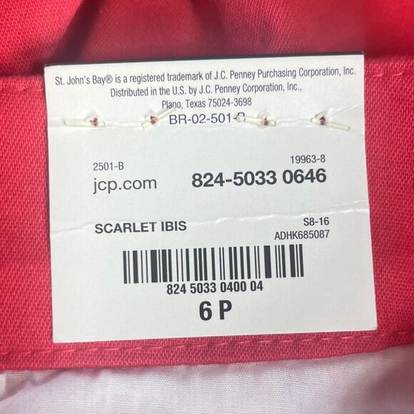 St Johns Bay Womens Scarlet Ibis Capri Pant MidRise Pink Size 6P Petite New - Picture 11 of 11
